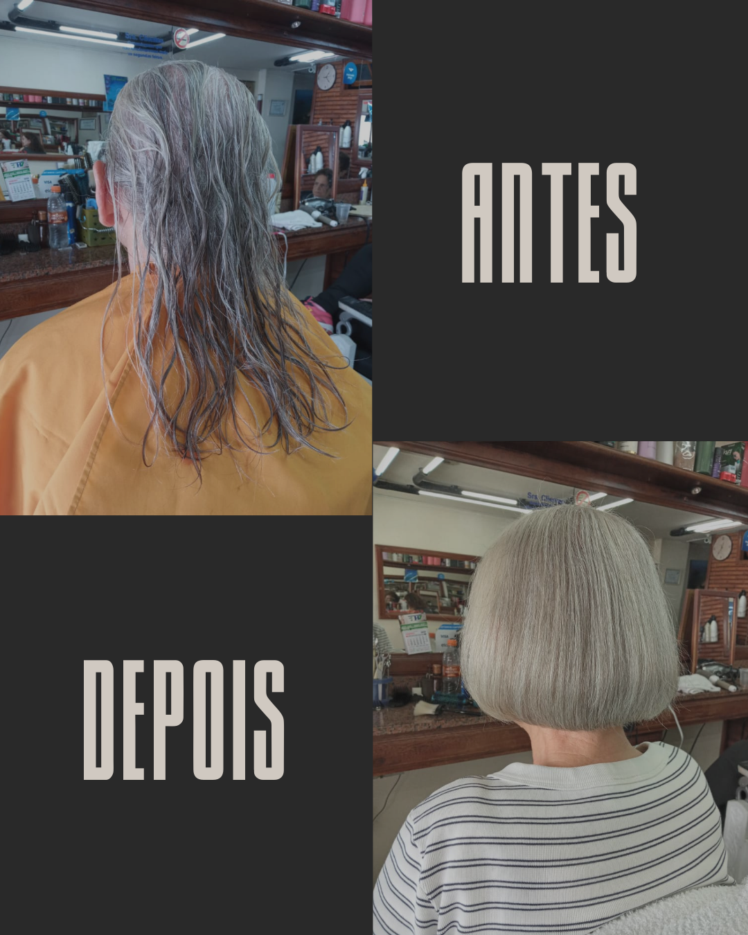 Before e After de corte de cabelo